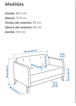 Sofá Ikea Vissle gris tela