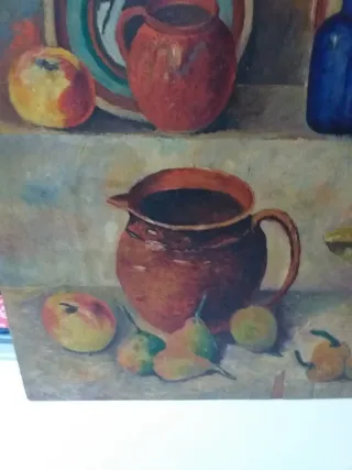 Pintura antigua bodegón sobre madera