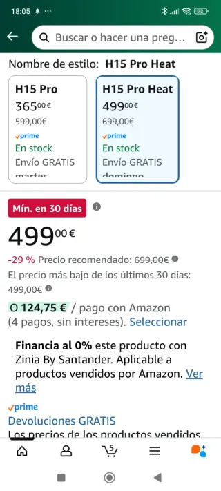 Aspirador DREAME H15 Pro Heat Seco y Húmedo.