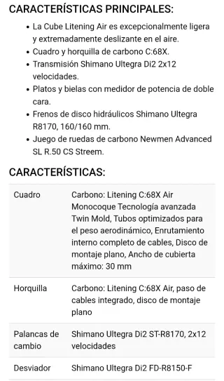 Cube Litening Air C68X SLX 2024 TALLA S