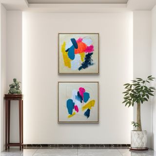 Diptico di quadri astratti moderni per soggiorno e camera da letto