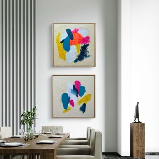 Diptico di quadri astratti moderni per soggiorno e camera da letto