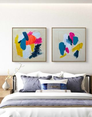 Diptico di quadri astratti moderni per soggiorno e camera da letto