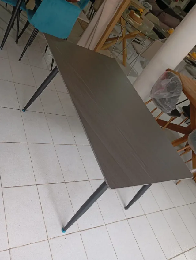 Mesa comedor estilo mármol blanca/gris