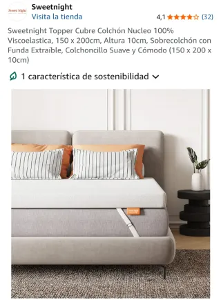 Topper Colchón Sweetnihgt 10cm 150x200cm