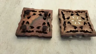 2 Posavasos Madera Vintage Tallados