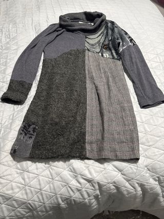 Vestido de invierno patchwork gris
