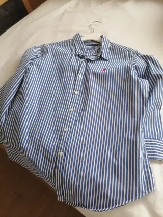 Camisa Ralph Lauren Sport Rayas Azul T M. Mujer.