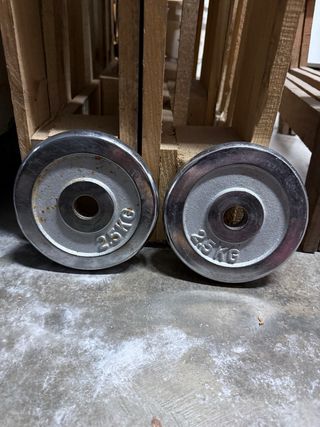 Barra y discos de pesas para fitness