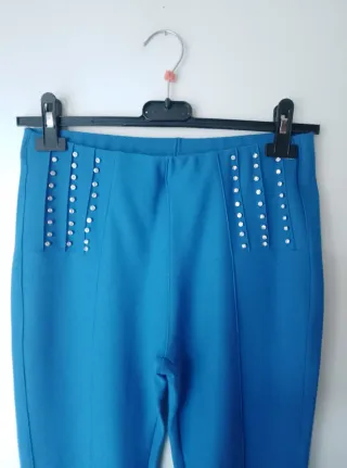 Leggings blu con strass donna