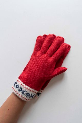 Guantes rojos lana de alpaca diseño nórdico