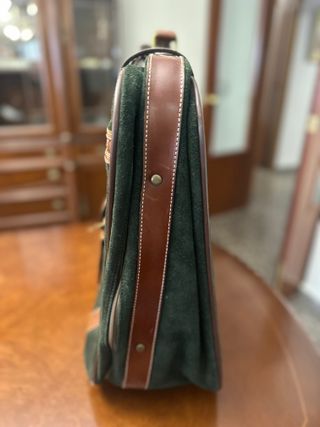 Maleta Nobuck Artesanal Marrón y Verde (juego )