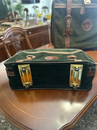 Maleta Nobuck Artesanal Marrón y Verde (juego )