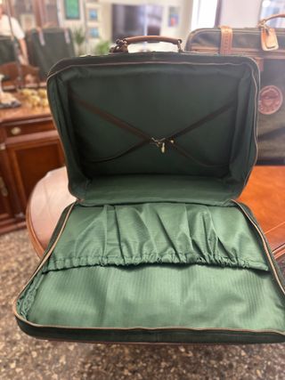 Maleta Nobuck Artesanal Marrón y Verde (juego )