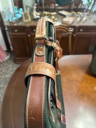 Maleta Nobuck Artesanal Marrón y Verde (juego )