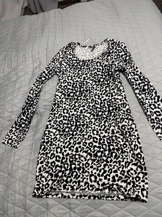 Vestido estampado leopardo manga larga