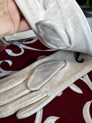 Guanti donna beige con strass