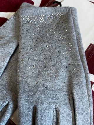 Guanti donna grigi con strass