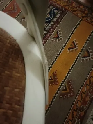 2 Sillas Blancas Madera Asiento Rattan