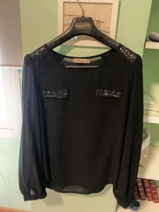 Camisa negra fiesta lentejuelas