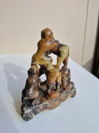 Escultura de monos en esteatita arte chino