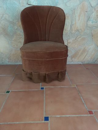 Sillón vintage retro marrón terciopelo