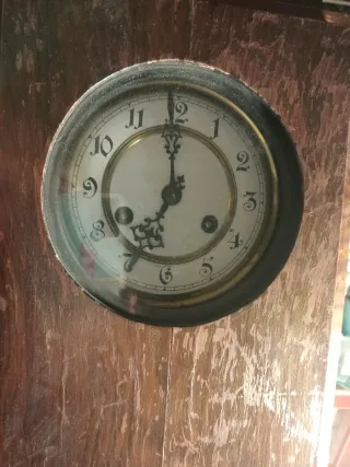 Antiguo Reloj Pared Art Decó Madera