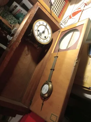 Antiguo Reloj Pared Art Decó Madera