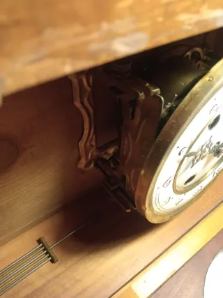 Antiguo Reloj Pared Art Decó Madera