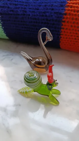 Set 2 Soggetti Vetro Soffiato Multicolore