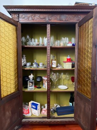 Vetrinetta vintage 3 ante legno e vetro