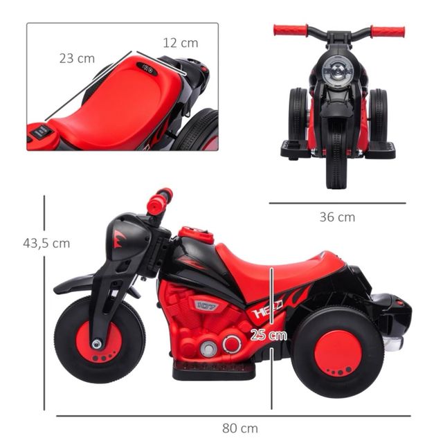 Moto Eléctrica Infantil Roja y Negra