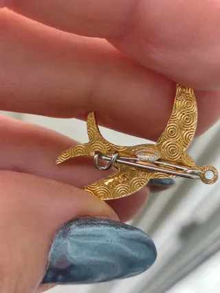 Spilla vintage rondine dorata Made in Italy