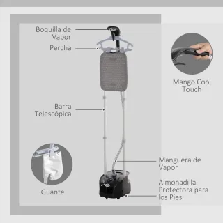 Plancha Vapor Vertical 1950W 2L