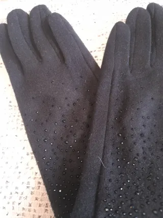 Guanti neri con strass