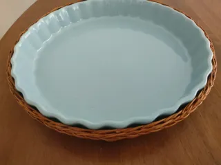 Teglia porta crostate in vimini e ceramica