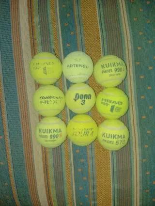 Lote 9 pelotas de pádel y tenis
