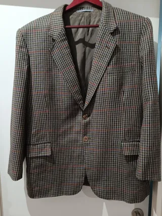 Americana de cuadros marrón y multicolor