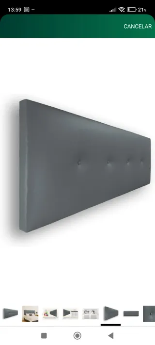Cabecero polipiel gris acolchado 130x50
