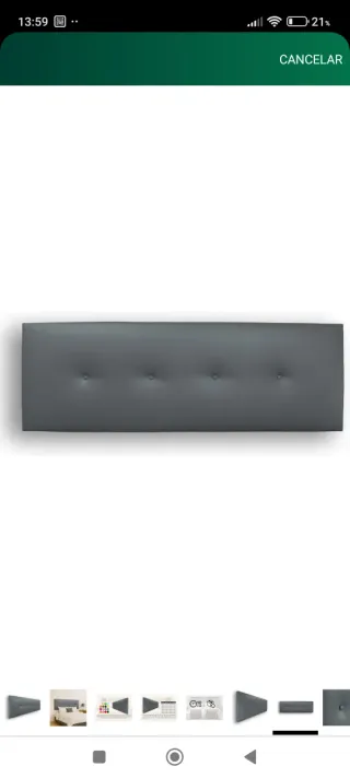 Cabecero polipiel gris acolchado 130x50