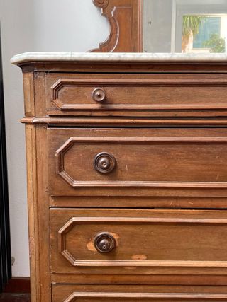 Cassettiera vintage in legno e marmo