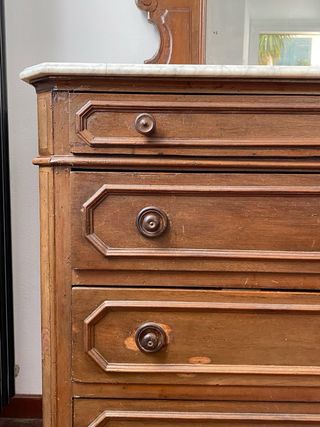 Cassettiera vintage in legno e marmo