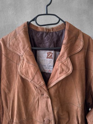 Chaqueta Cuero Vintage Patchwork Marrón