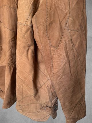 Chaqueta Cuero Vintage Patchwork Marrón