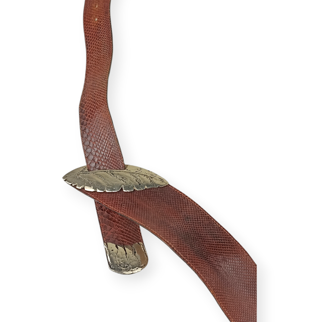 Cinturón piel hebilla plateada