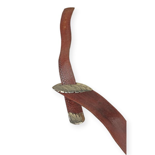 Cinturón piel hebilla plateada