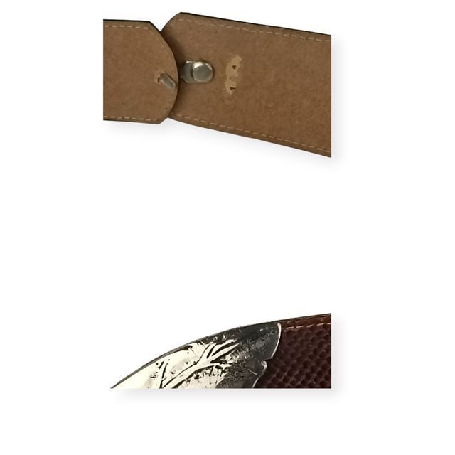 Cinturón piel hebilla plateada