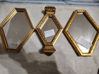 3 specchi esagonali oro