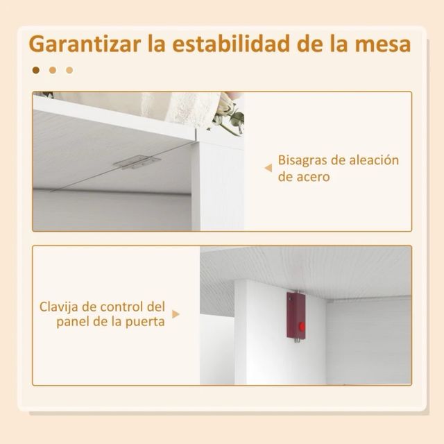 Mesa Cocina Plegable Alas Abatibles Blanca