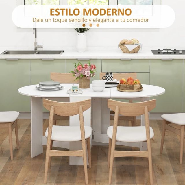 Mesa Cocina Plegable Alas Abatibles Blanca